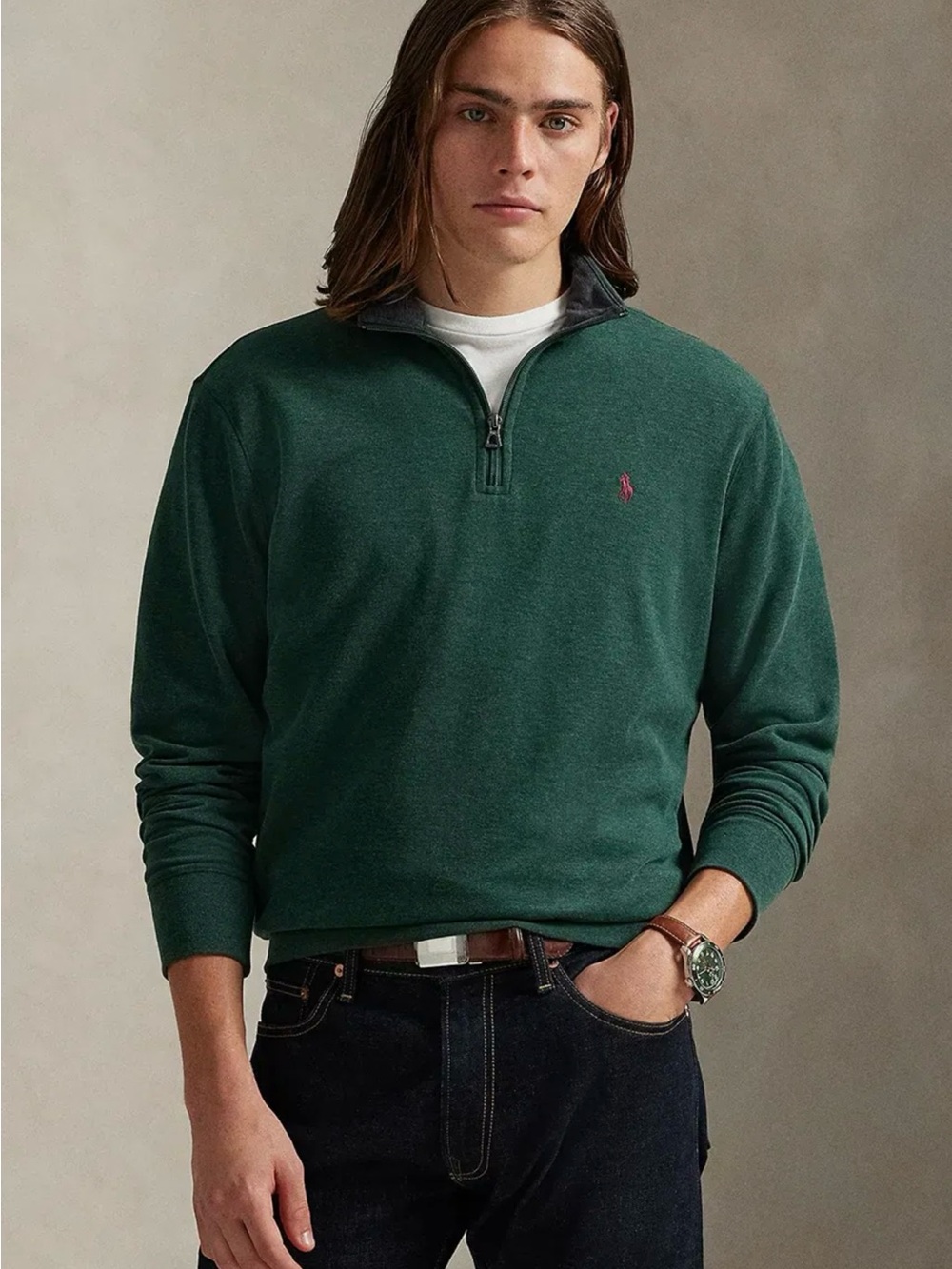 Polo by Ralph Lauren Dark Green Quarter-Zip Pullover